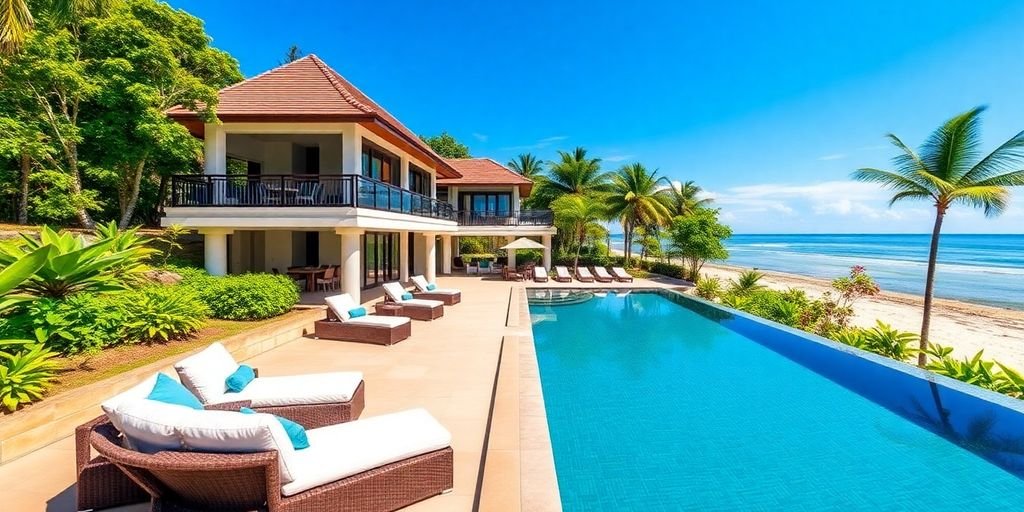 Luxurious beachfront villa with infinity pool in Phuket.